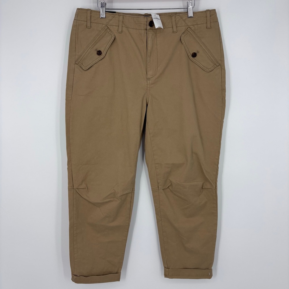 Banana Republic Authentic Chino Khaki Pants Womens 14 Tapered Organic Cotton NEW